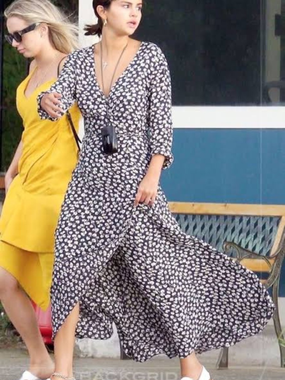 Ganni Navy and Floral Rosenberg Maxi Wrap Dress Size 36 - Picture 7 of 8